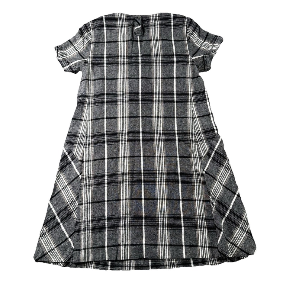 J Jill Dress Womens XS Black White‎ Plaid Roll Tab Sleeves Linen Blend Pockets - Picture 9 of 11